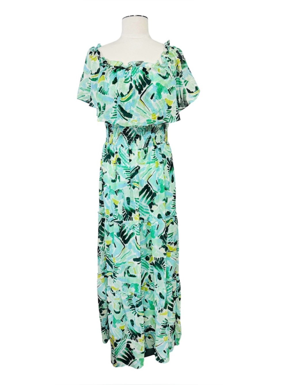Rabbit Rabbit green Womens Off the Shoulder Floral Maxi Dress size 10 new
